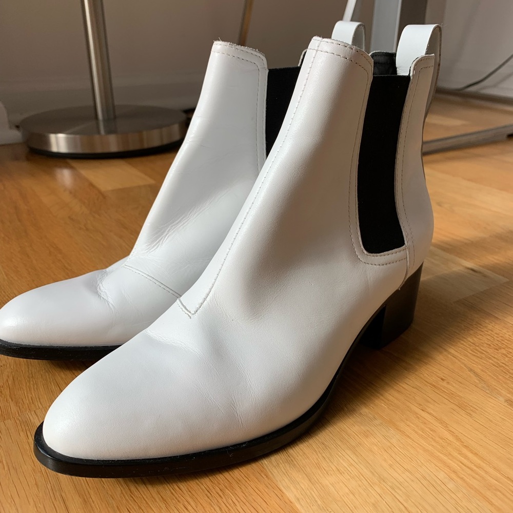 Rag and Bone white leather booties
